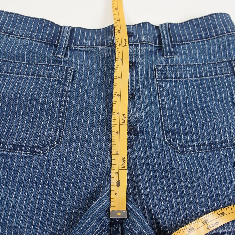J Crew Patch Pocket Denim Button Herringbone Striped Blue Shorts Womens Sz 28 - Picture 4 of 9